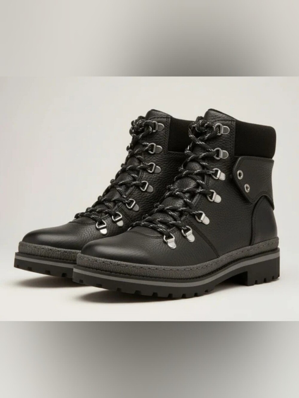 Eric Michael Cynthia Waterproof Black Leather Hiking Boots. Streetwear Essential